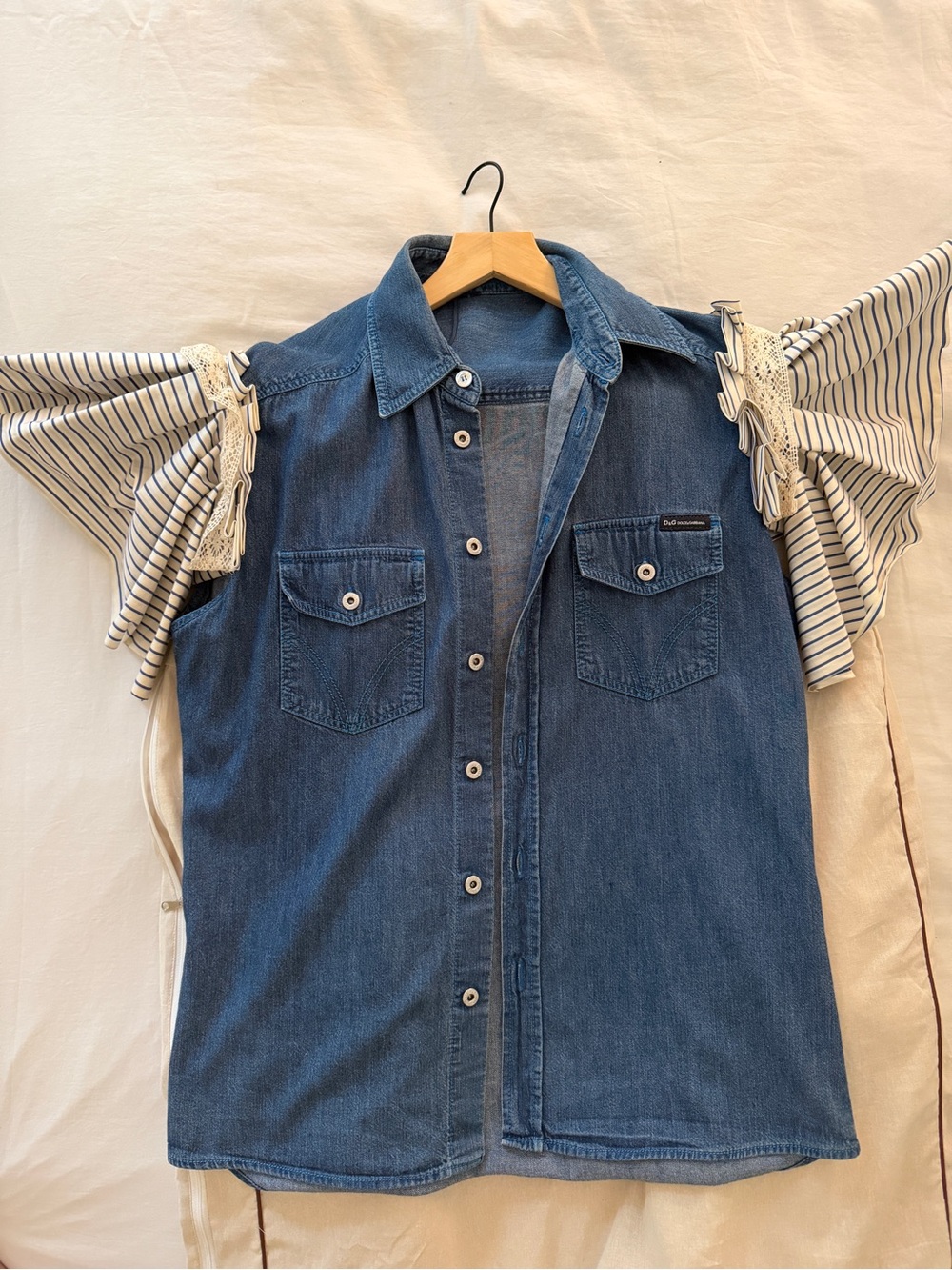 Dolce & Gabbana Blue Denim Button-Front Shirt
